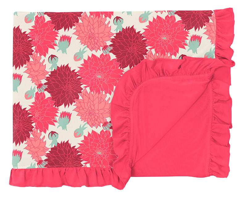 Print Ruffle Toddler Blanket - Natural Dahlias