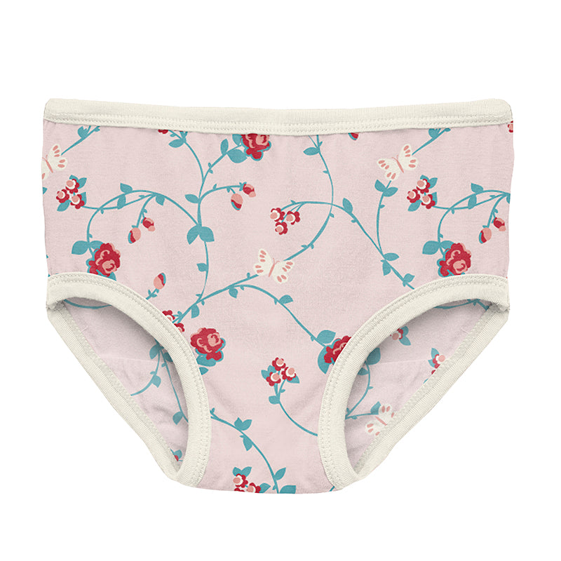 Print Girl's Underwear in Macaroon Floral Vines