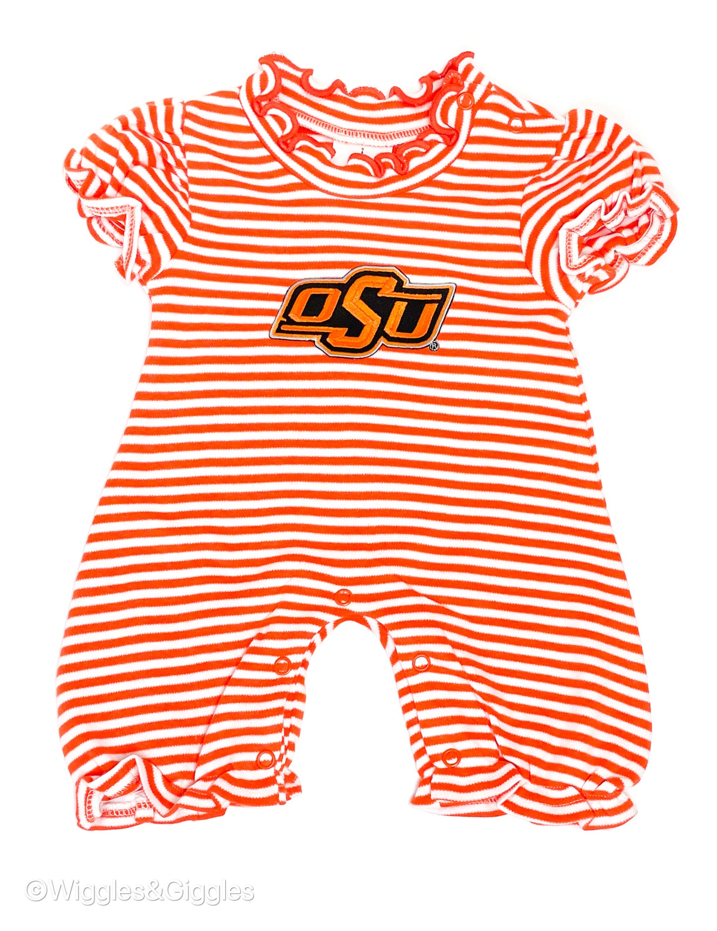 Stripe Bubble Romper - Orange/White - OSU