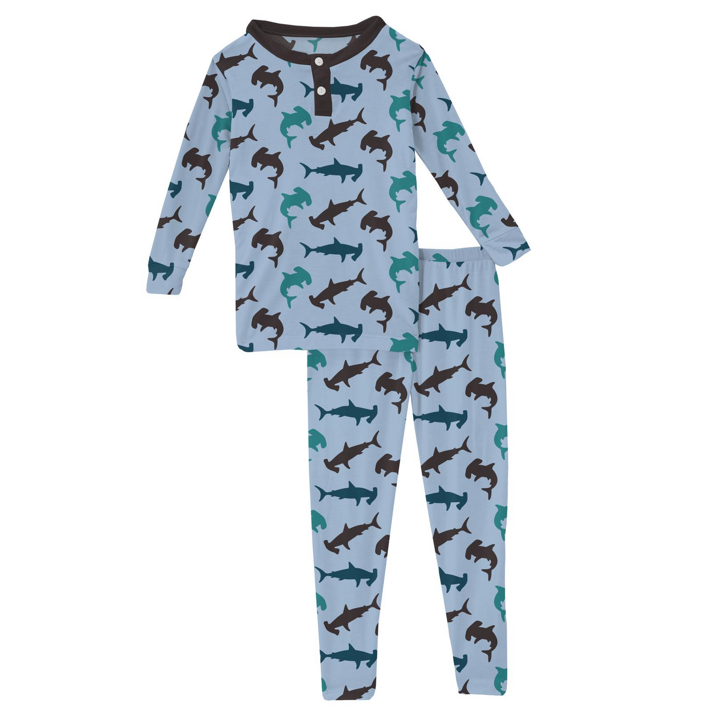 Pond Hammerhead Print Long Sleeve Henley Pajama Set