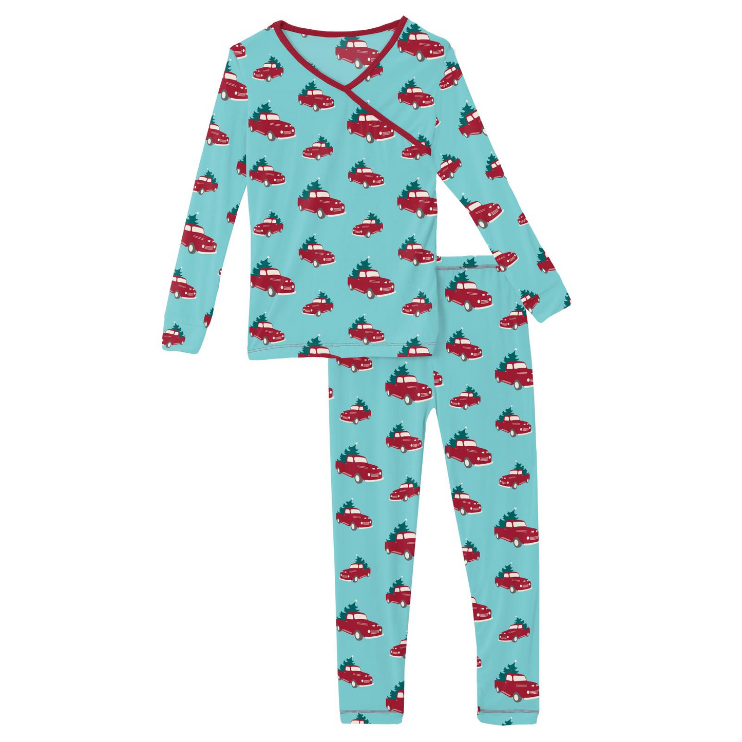 Iceberg Trucks and Trees Print L/S Kimono Pajama Set