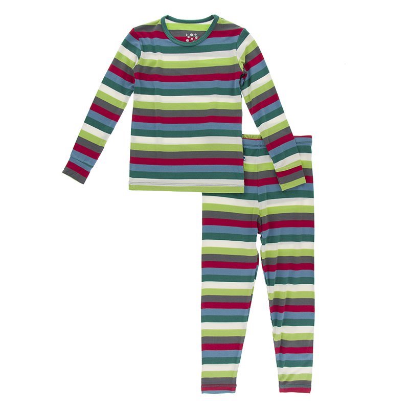 KicKee Pants Print Long Sleeve Pajama Set - 2020 Multi Stripe