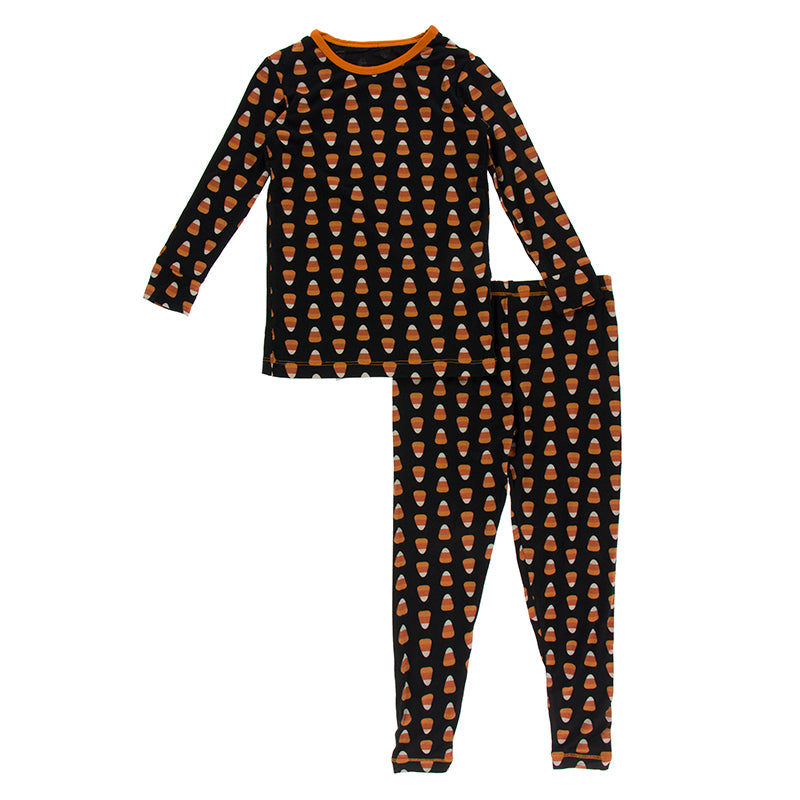 Print L/S PJ Set - Midnight Candy Corn