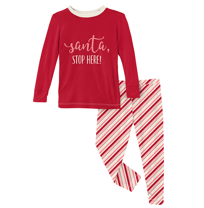 L/S Graphic Tee Pajama Set - Strawberry Candy Cane Stripe
