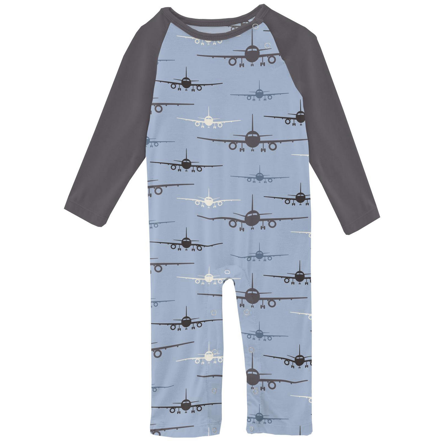 Pond Airplanes Print L/S Raglan Romper