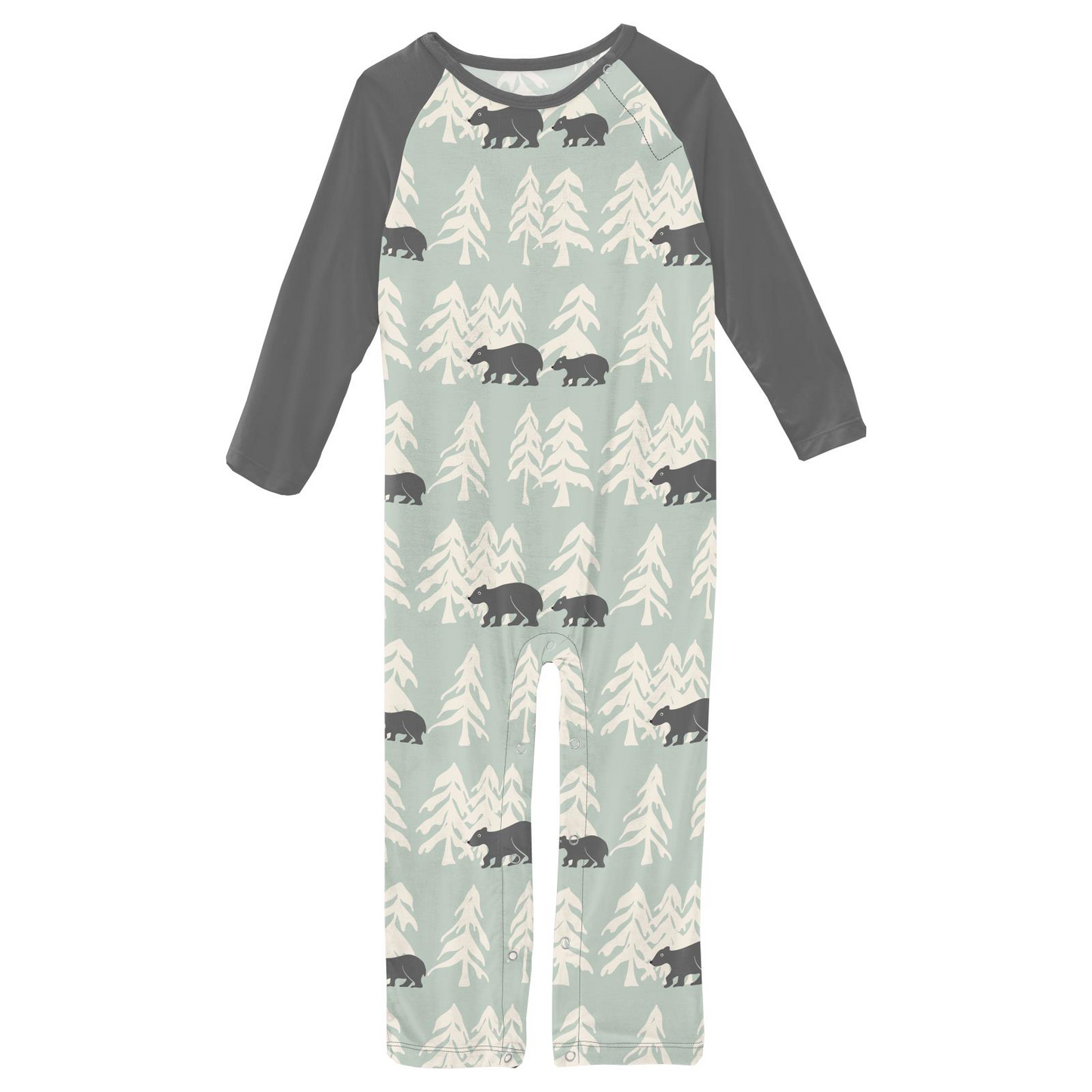 Aloe Bears and Trees Print L/S Raglan Romper