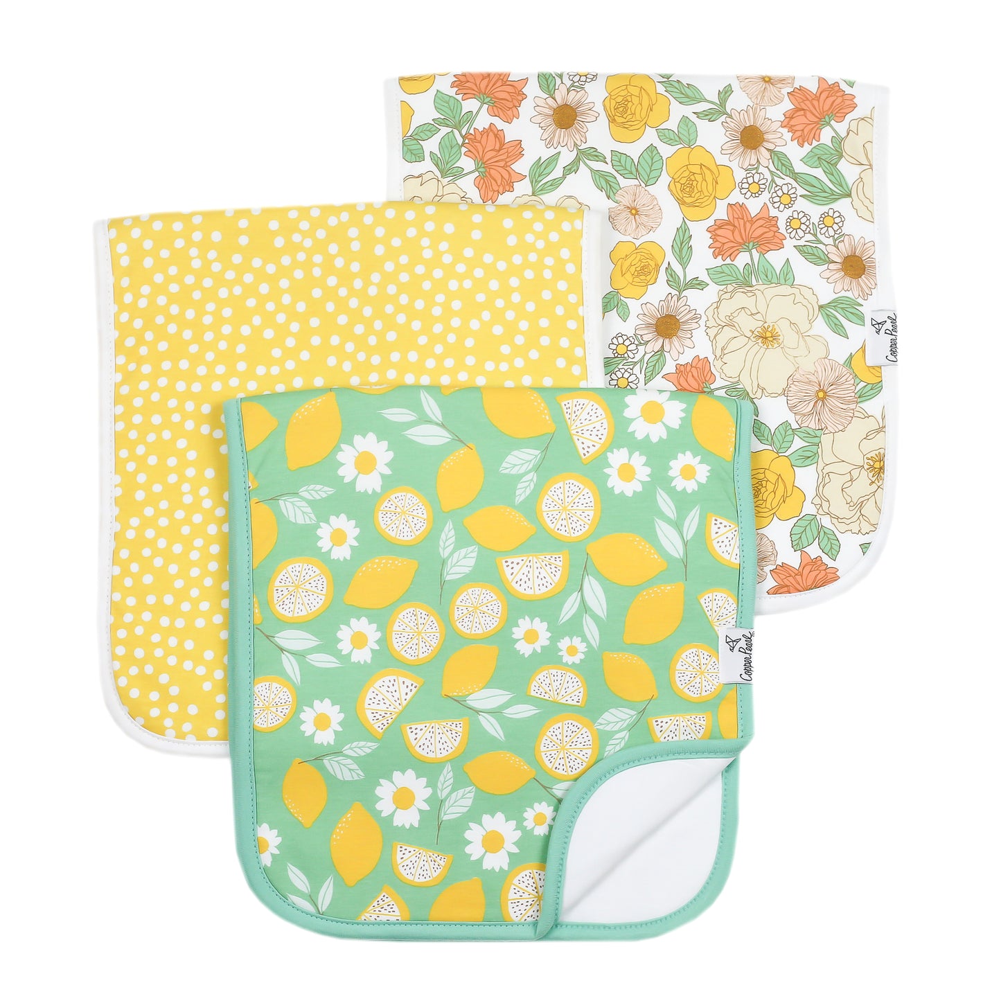 Copper Pearl Single Burp Cloth - Lemon