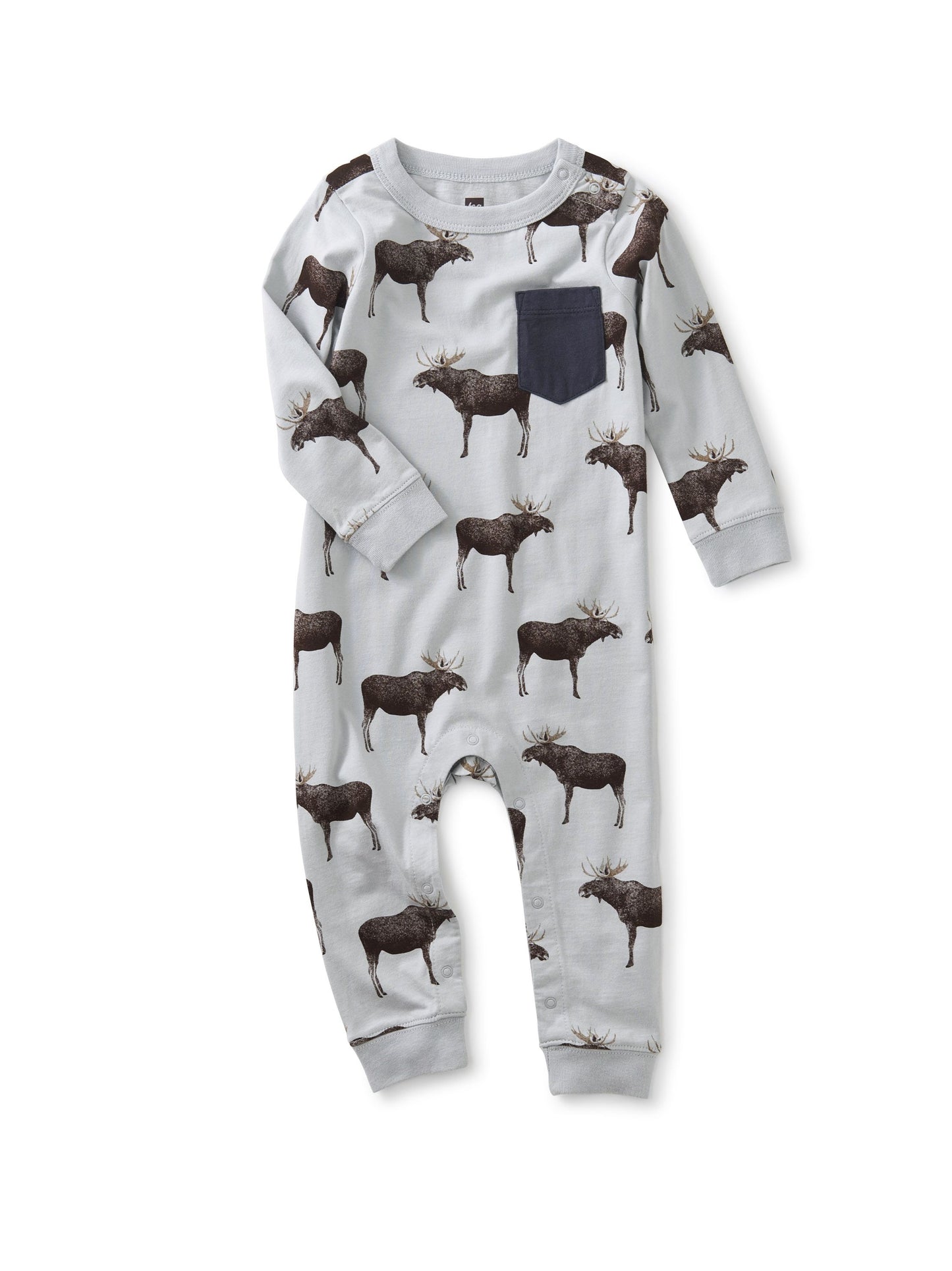 Long Sleeve Baby Romper - Moose Crossing