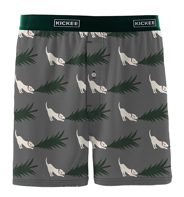 Men's Print Boxer Short - Pewter Christmas Tree Drag