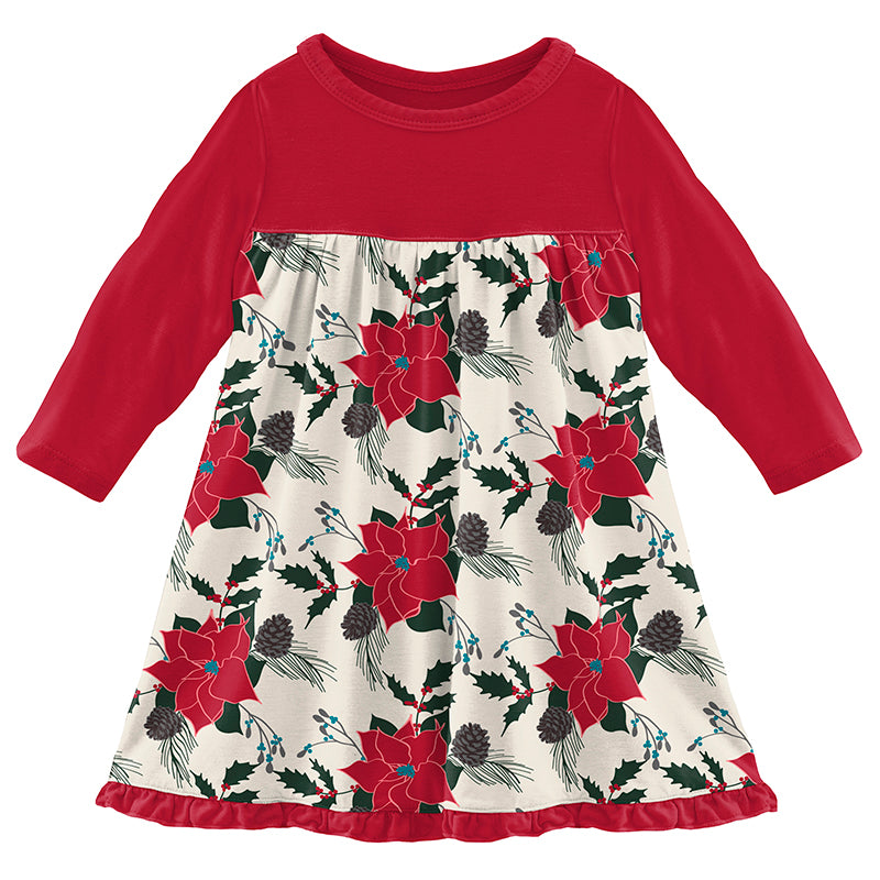 Print L/S Swing Dress - Christmas Floral