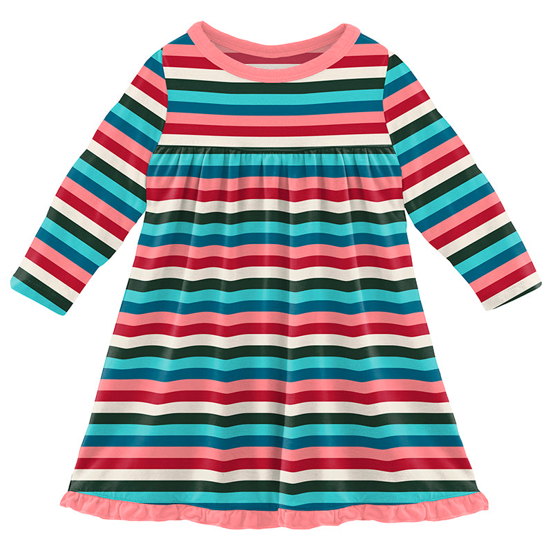 Print L/S Swing Dress - Snowball Multi Stripe