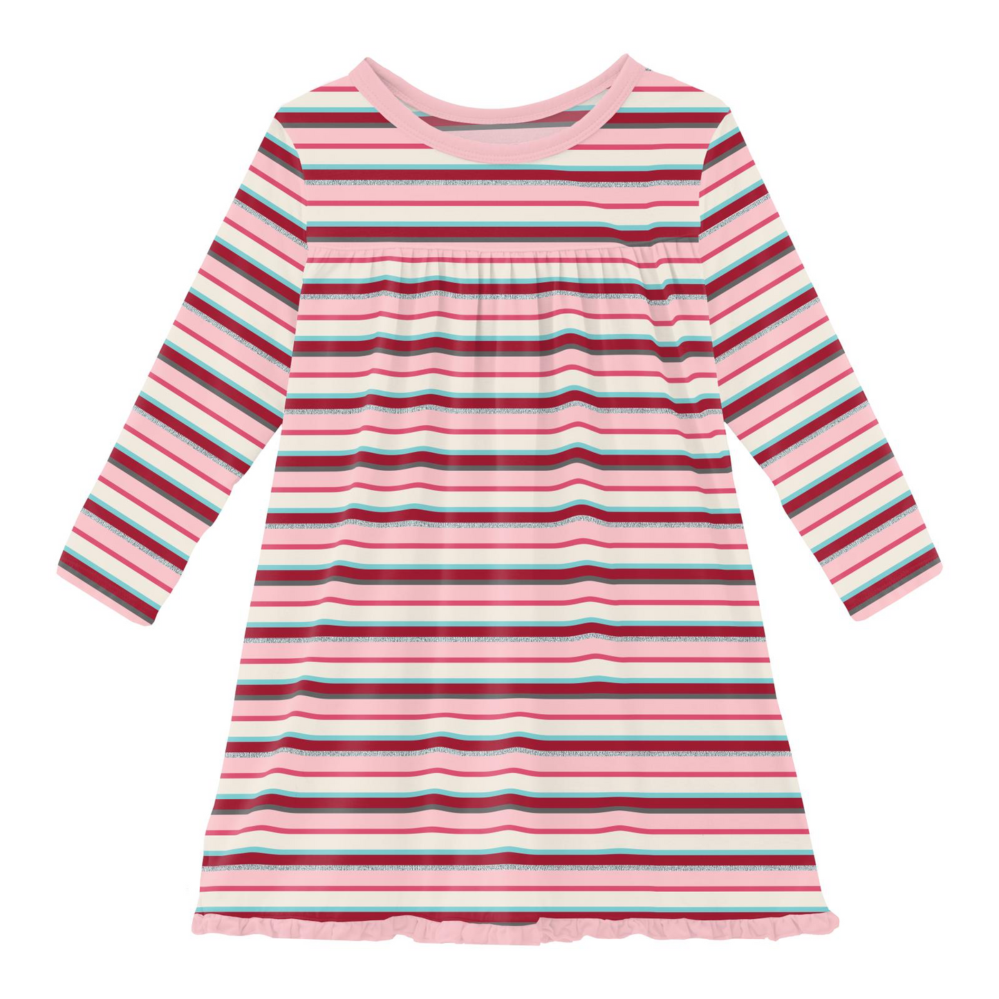 Anniversary Bobsled Stripe Print Classic L/S Swing Dress