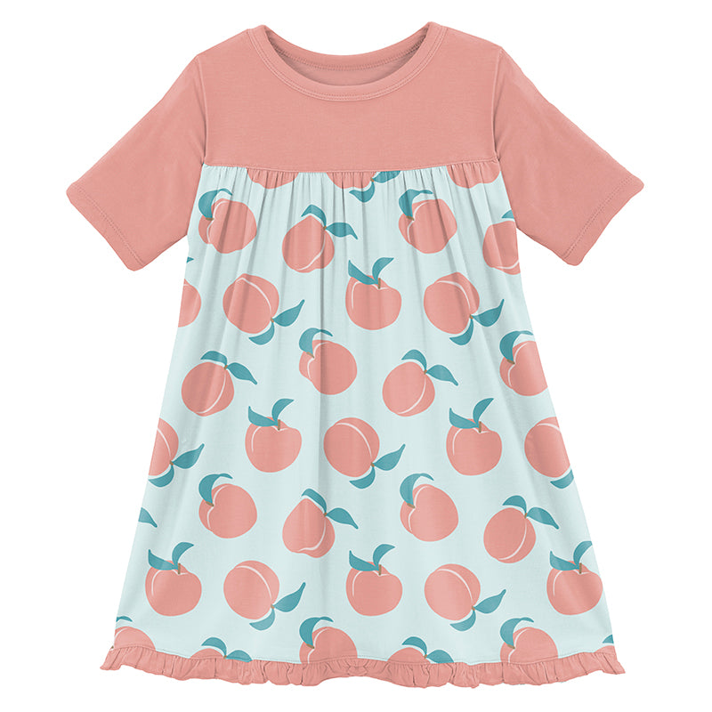 Classic Short Sleeve Swing Dress in Fresh Air Peaches