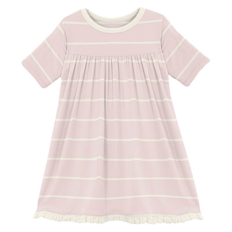 Classic Short Sleeve Swing Dress in Macaroon Road Trip Stripe