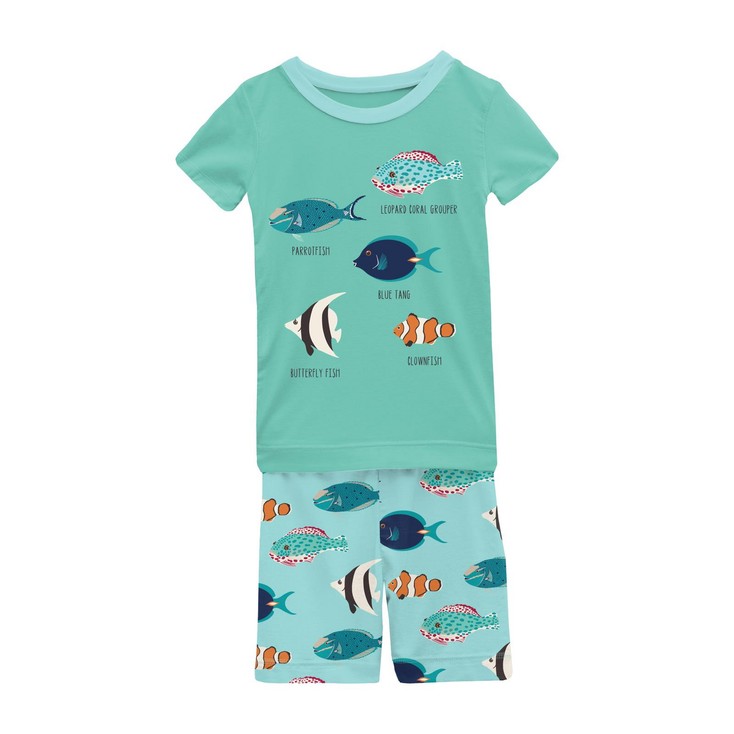 S/S Graphic Tee Pajama Set with Shorts in Tropical Fish