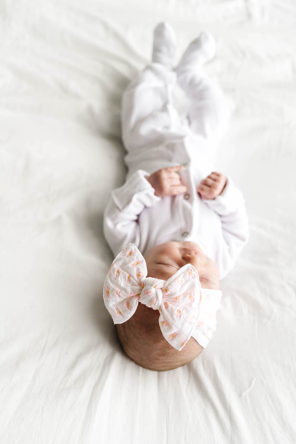 Patterned Knot - White/Pink Flower