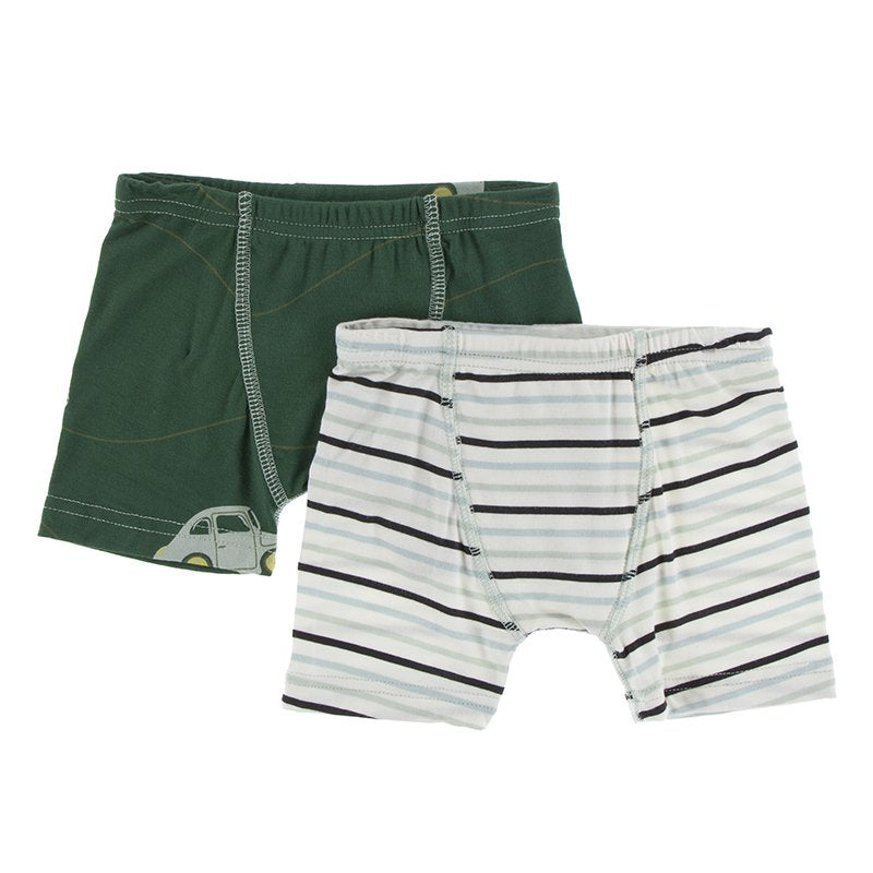KicKee Pants Boys Boxer Briefs (Set of 2) Topiary Italian Car & Tuscan Afternoon Stripe
