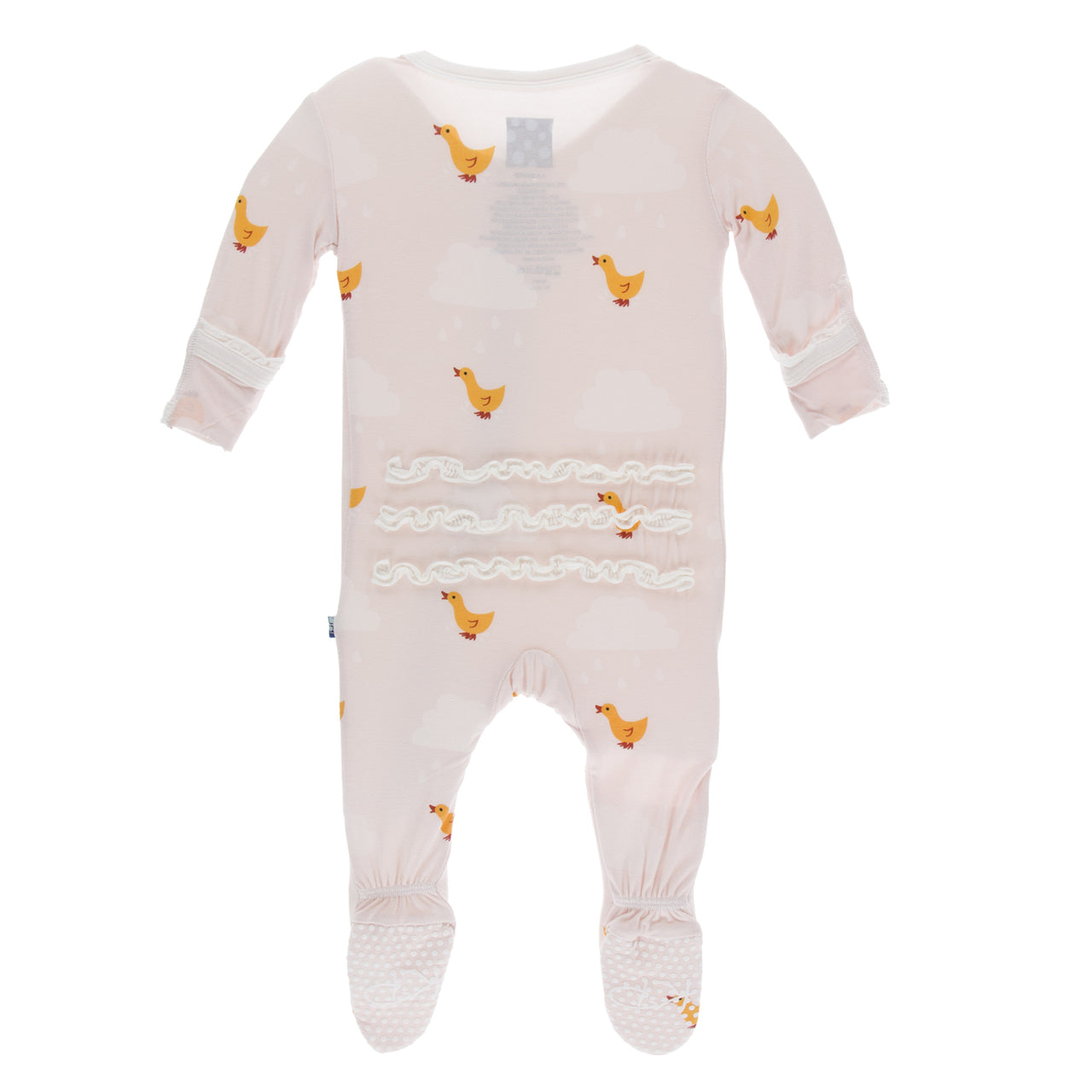 KicKee Pants Muffin Ruffle Footie with Zipper - Blush Puddle Ducks