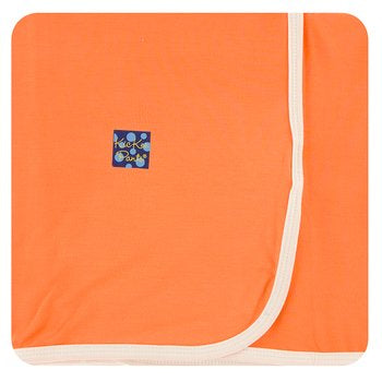 KicKee Pants Swaddling Blanket Solid Nectarine with Natural Trim