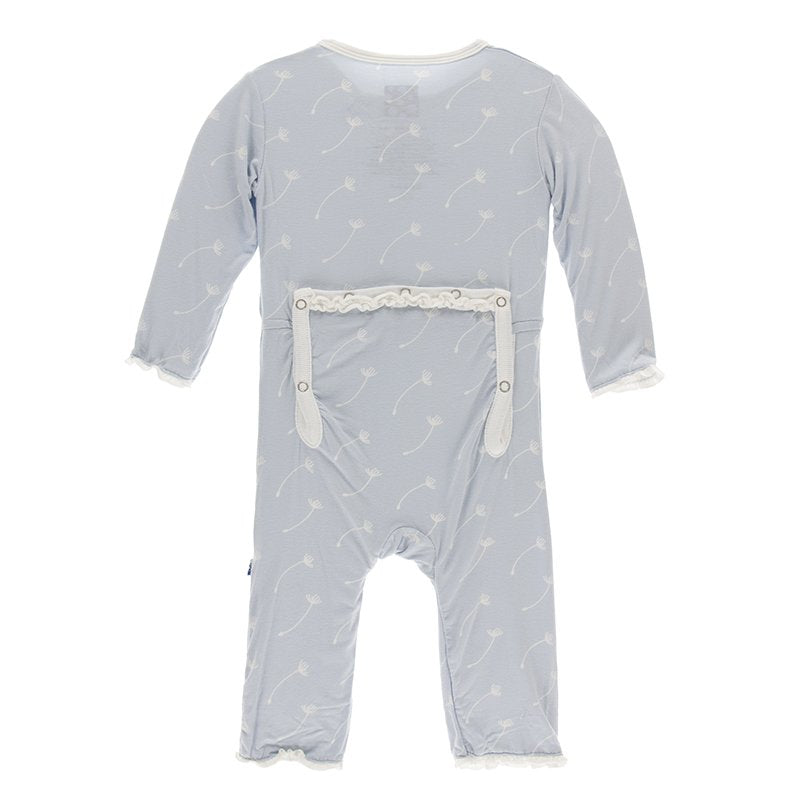 Kickee Pants Print Muffin Ruffle Coverall with Zipper - Dew Dandelion Seeds