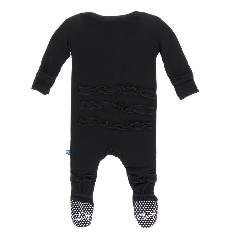 Kickee Pants Basic Classic Ruffle Footie with Zipper in Midnight