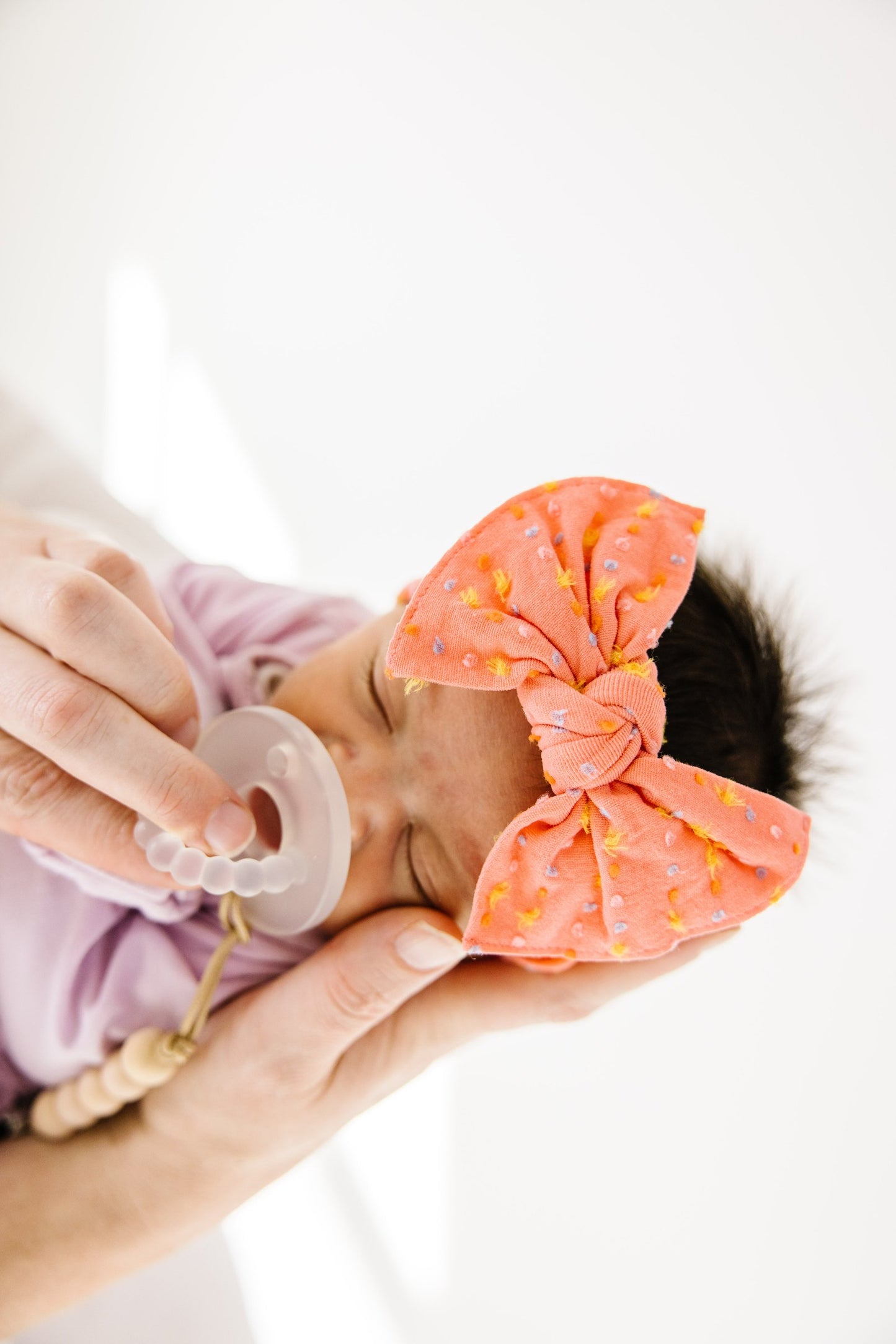 Patterned Shabby Knot - Coral Rainbow Dot