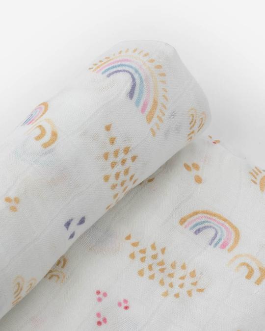Rainbows & Raindrops - Deluxe Muslin Swaddle Blanket