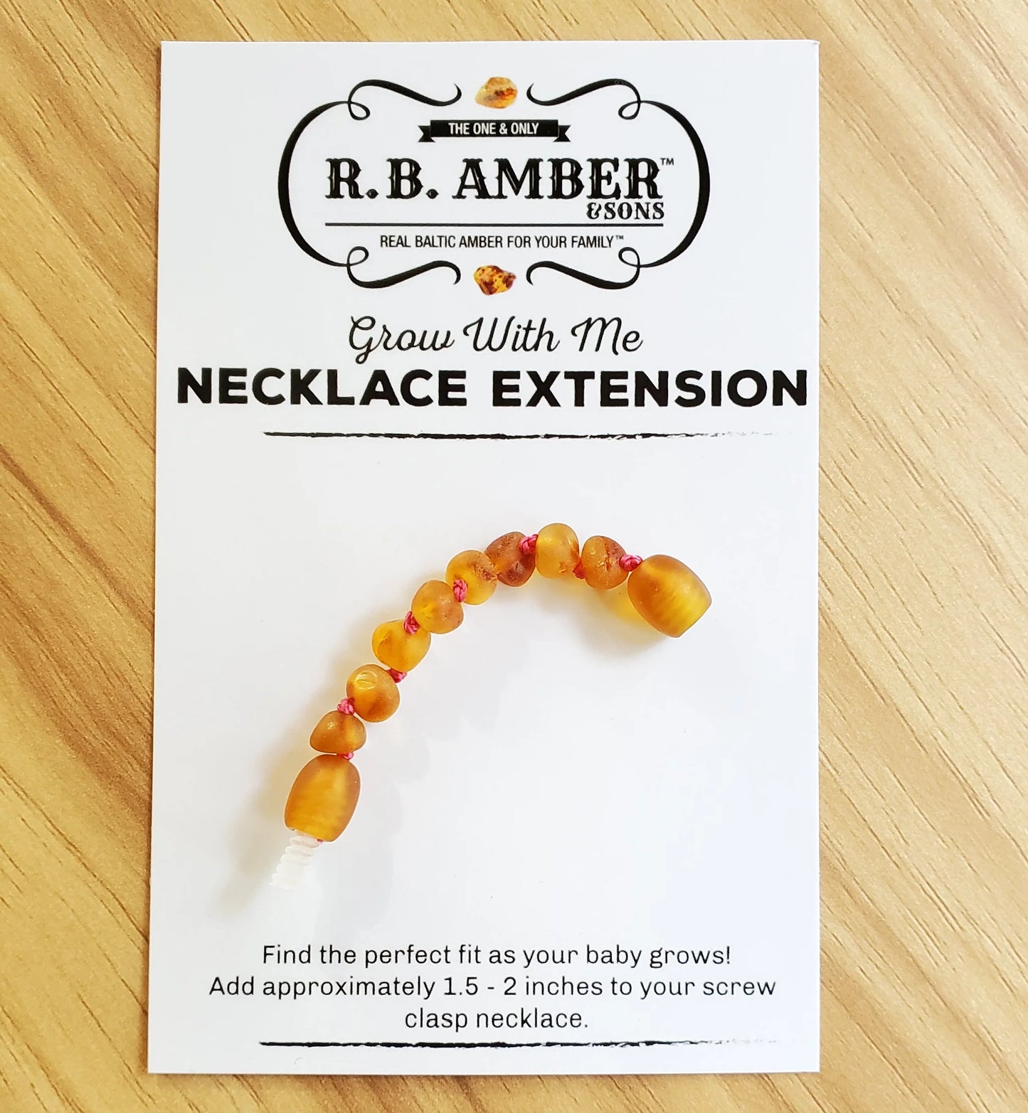 Rose Quartz + Raw Cognac Baltic Amber Jewelry Extender