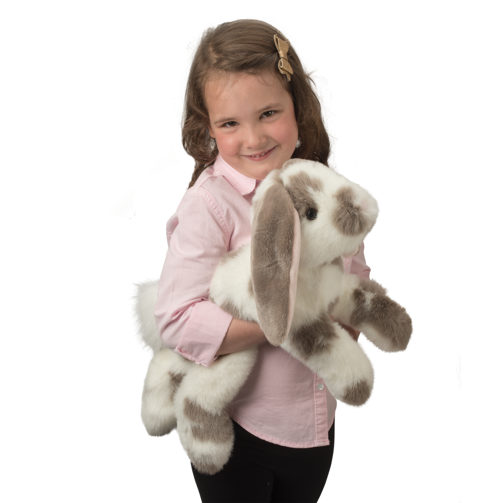 Ramsey Gray Spotted Floppy Bunny - Douglas Toys