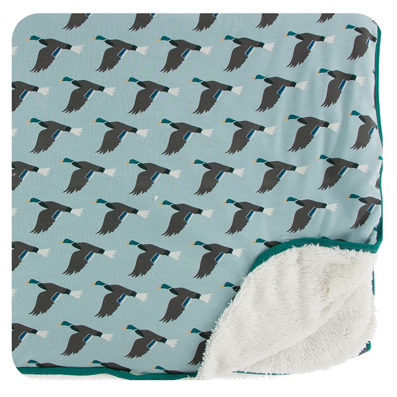 Print Sherpa-Lined Toddler Blanket - Jade Mallard Duck