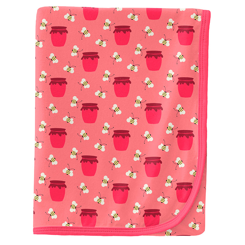 Print Swaddling Blanket - Strawberry Bees and Jam
