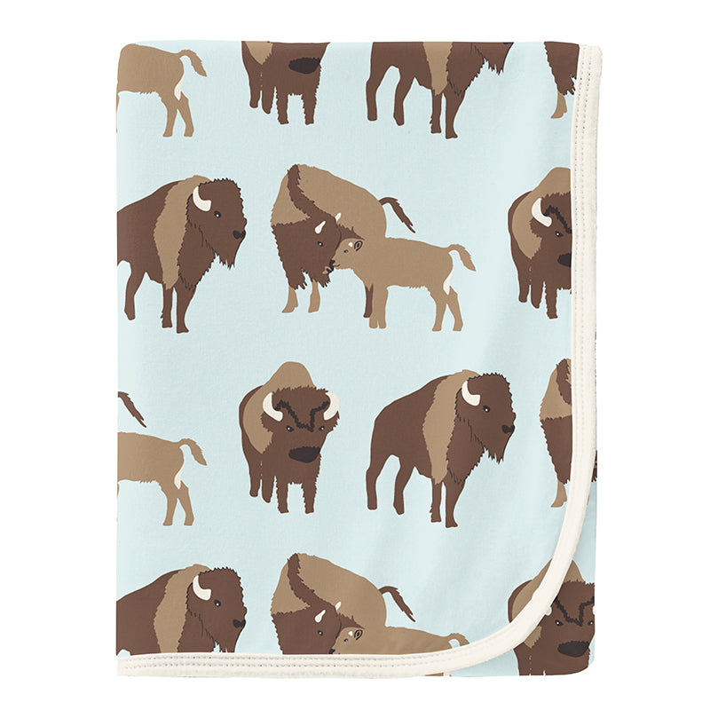Print Swaddling Blanket in Fresh Air Bison