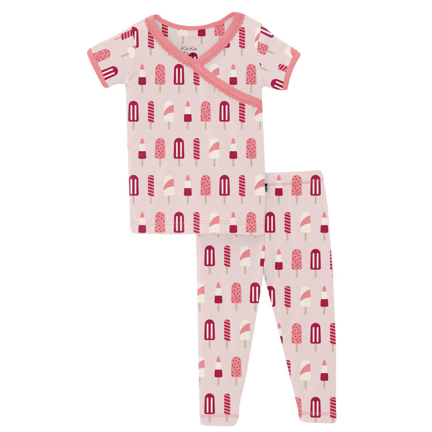 Print S/S Scallop Kimono Pajama Set in Macaroon Popsicles