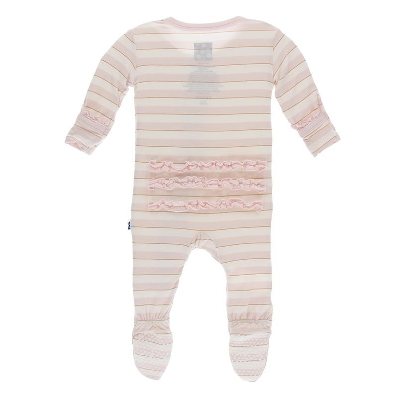 KicKee Pants Print Ruffle Footie with Zipper - Everyday Heroes Sweet Stripe