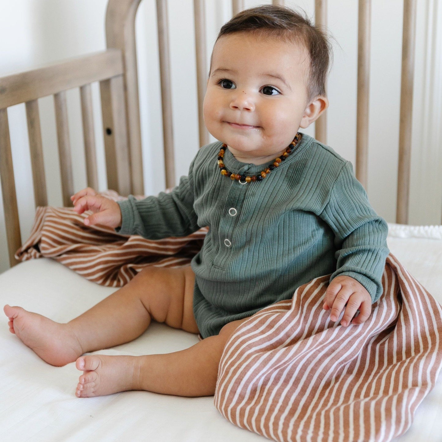 By Hope Camel Stripe Bamboo Rayon Muslin Swaddle - Saranoni