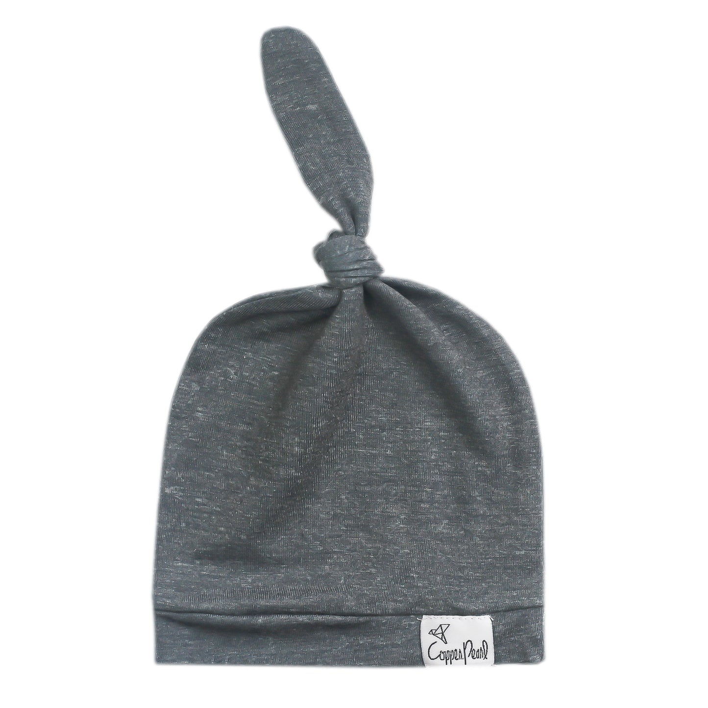 Copper Pearl Top Knot Hat 0-4mo - Slate