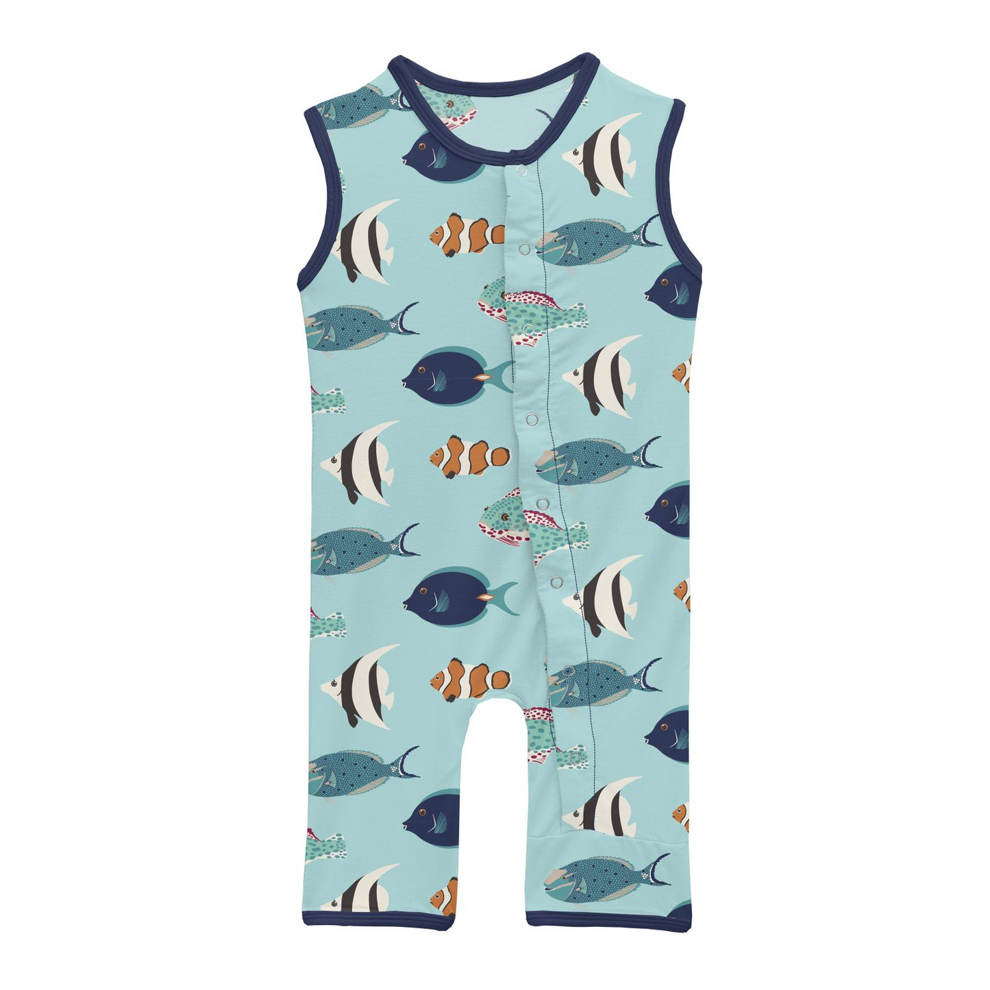 Print Tank Romper in Tropical Fish