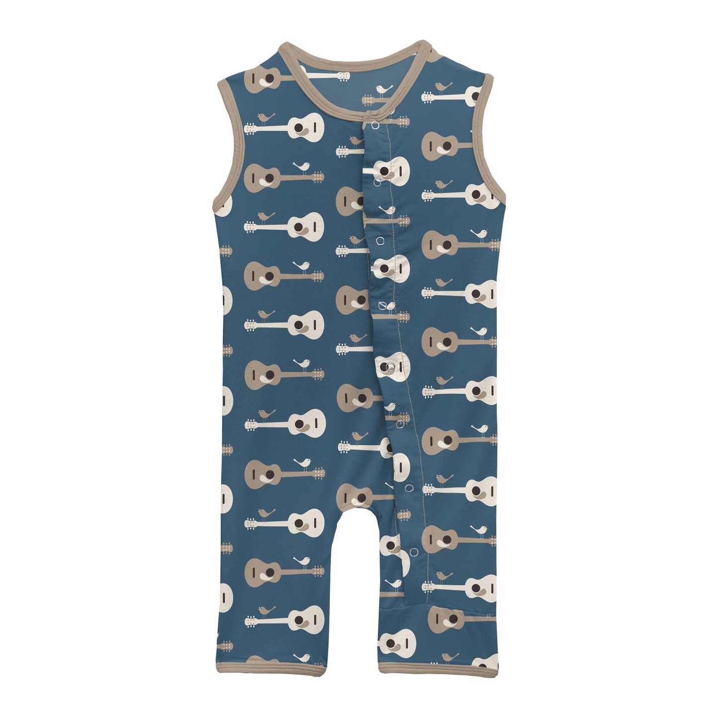 Deep Sea Guitar Birds Print Tank Romper
