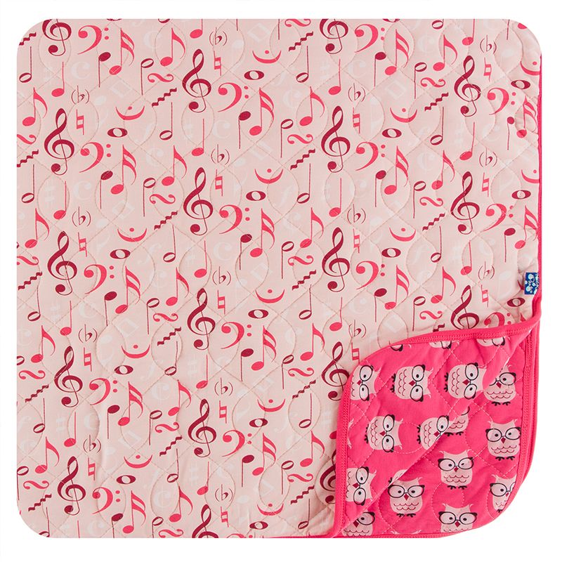Print Quilted Toddler Blanket - Peach Blossom Music Class/Taffy Wise Owls