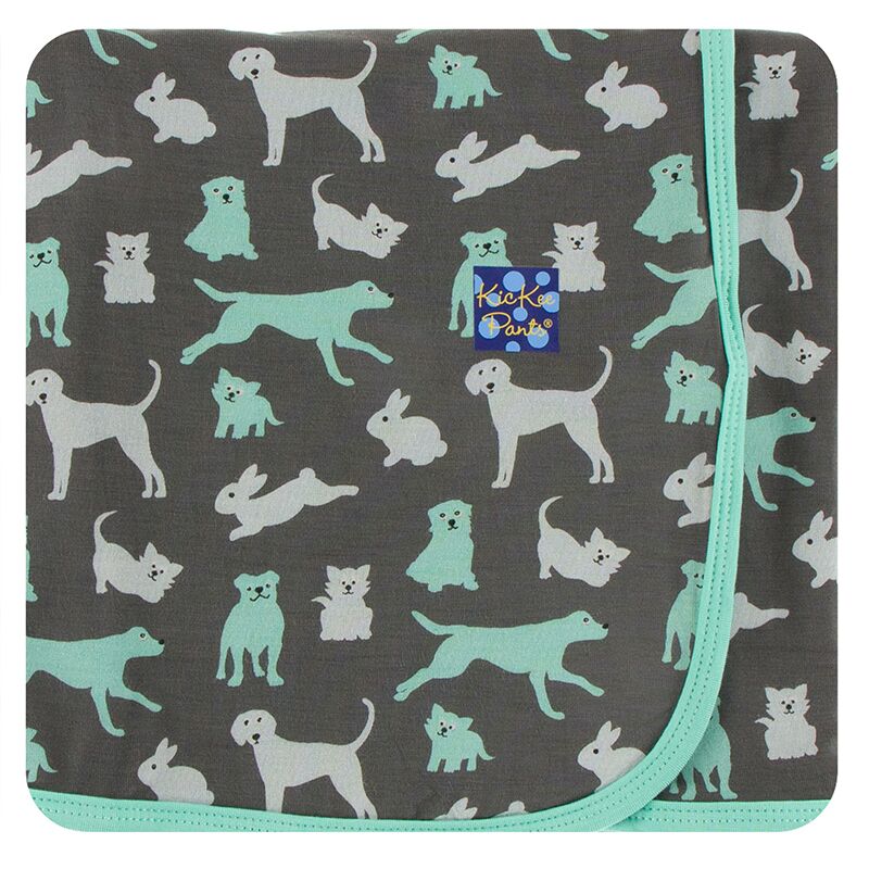Kickee Pants Print Swaddling Blanket - Stone Domestic Animals
