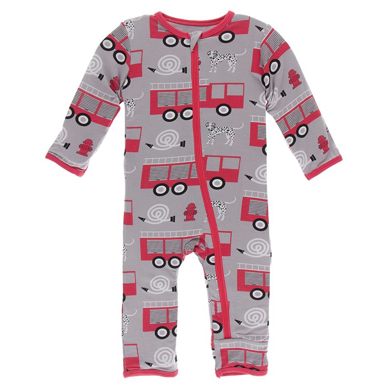 Kickee Pants Print Coverall with Zipper - Feather Firefighter