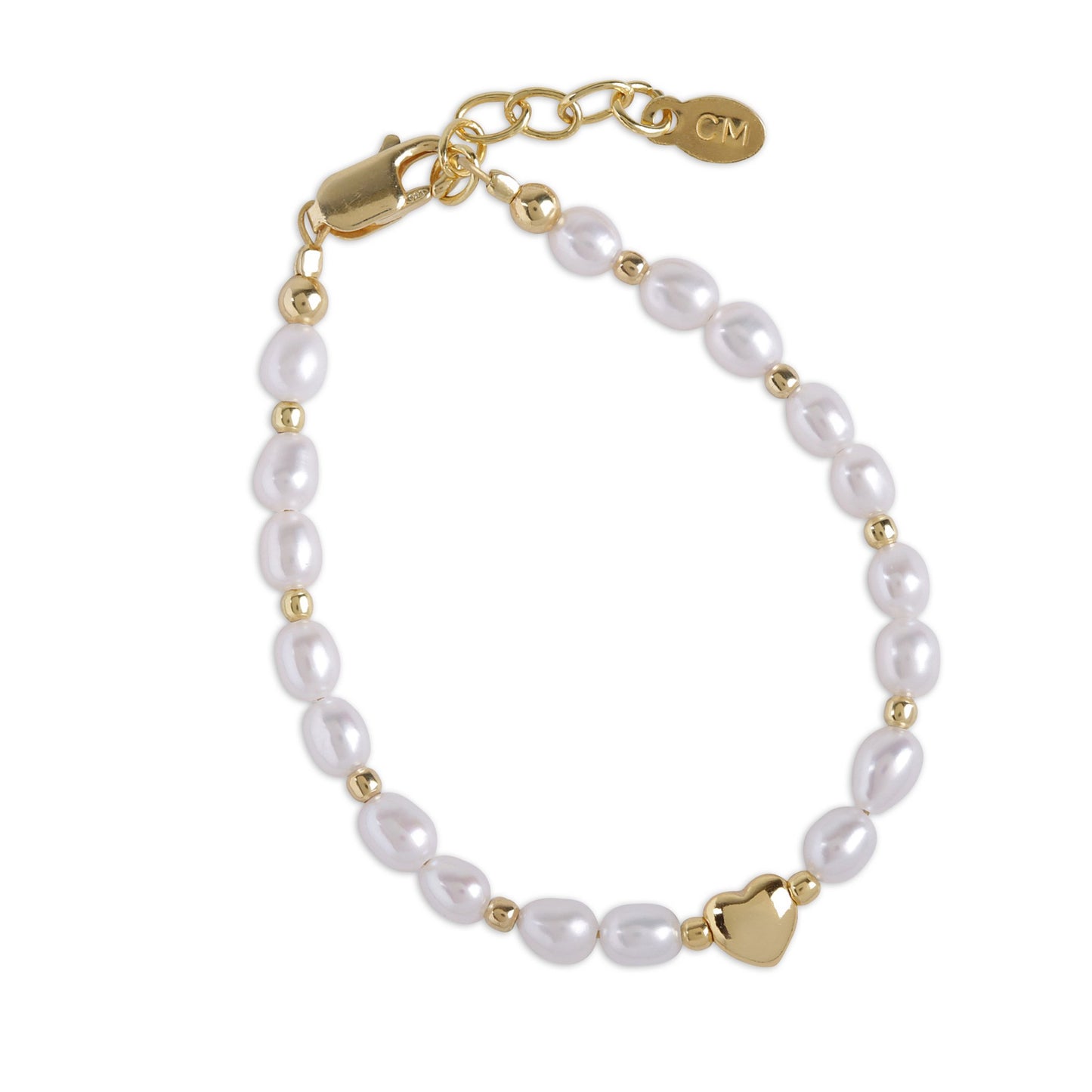 Willow - 14K Gold Plated Pearl Bracelet with Heart