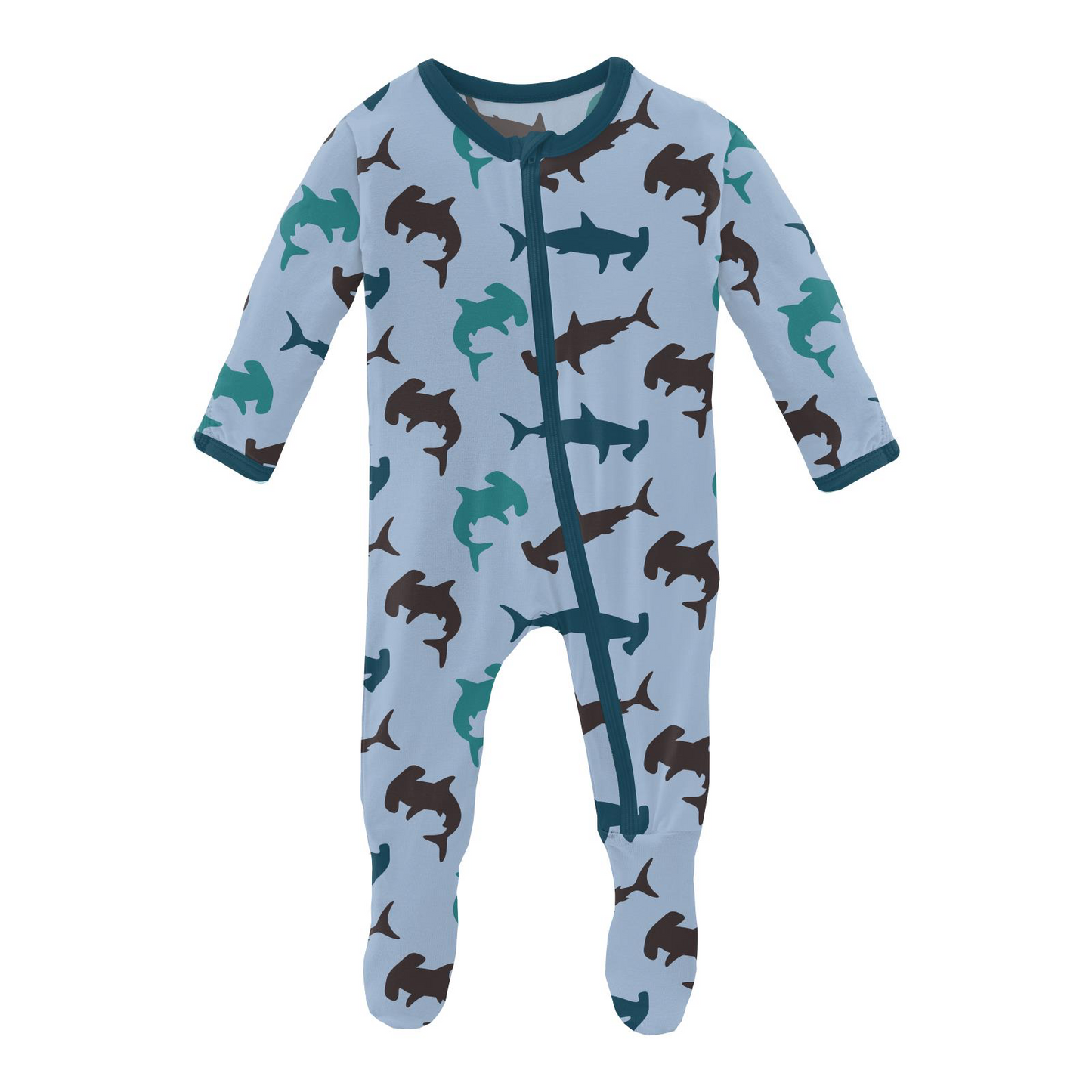 Pond Hammerhead Print Footie with Zipper