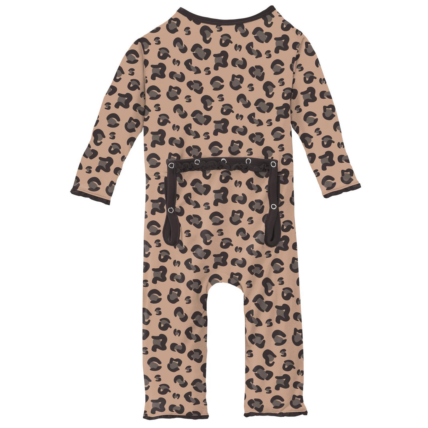 Suede Cheetah Print Ruffle Coverall with Zipper