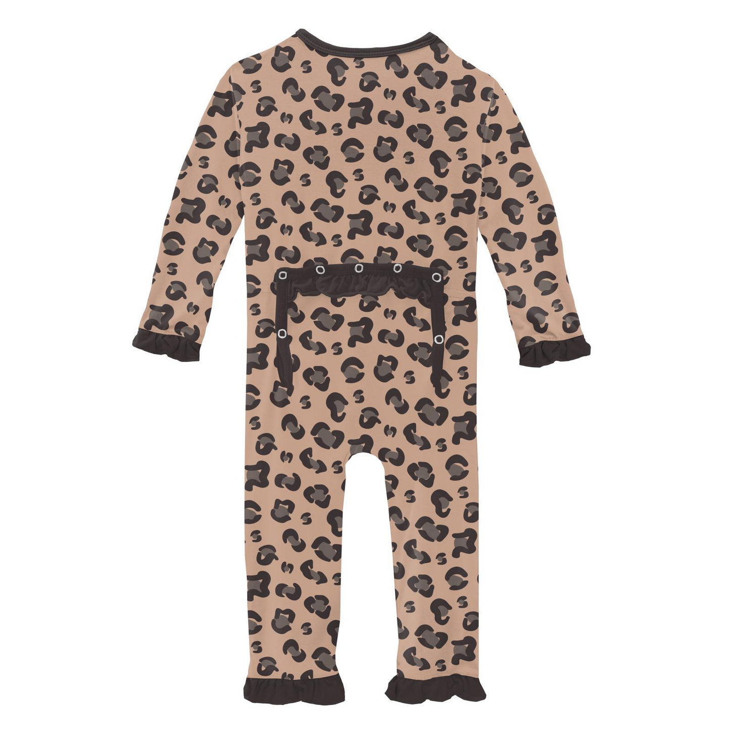 Suede Cheetah Print Ruffle Coverall with Zipper