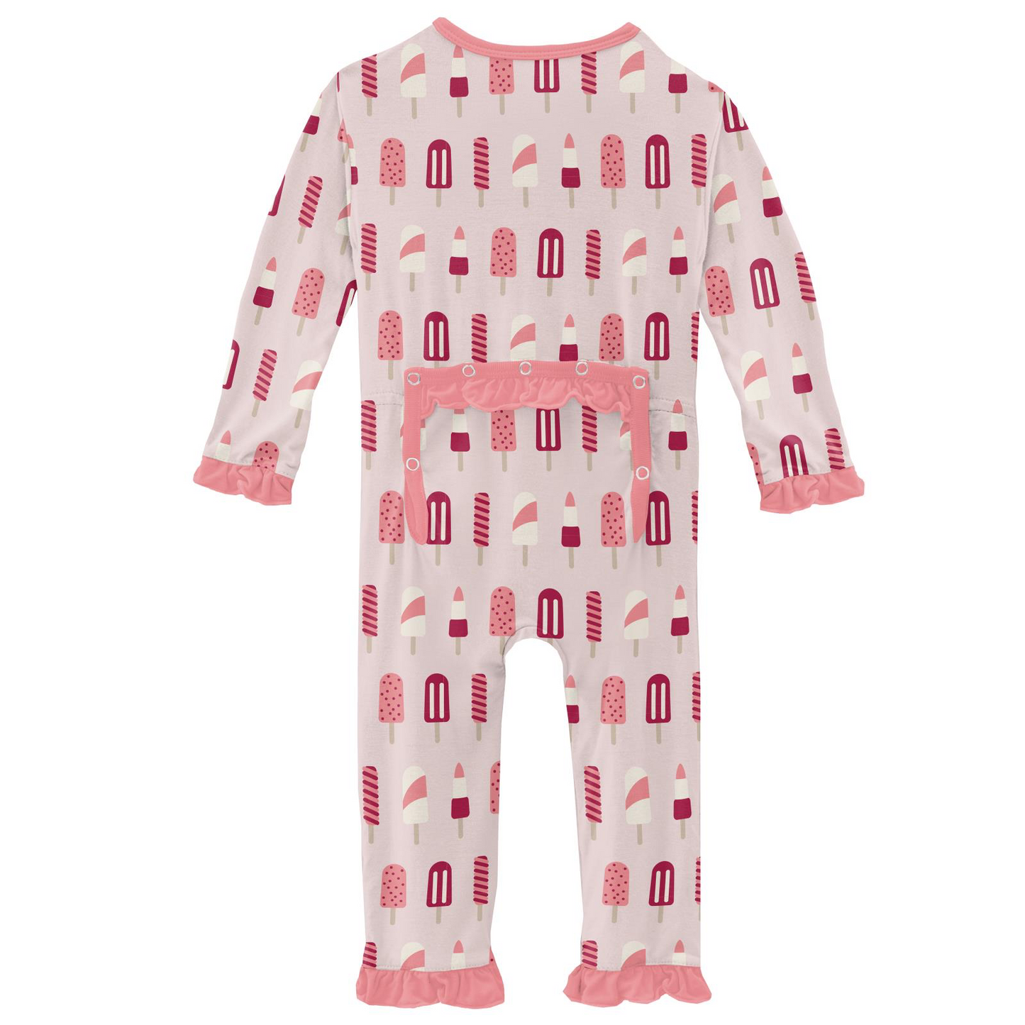 Print Classic Ruffle Coverall with Zipper in Macaroon Popsicles