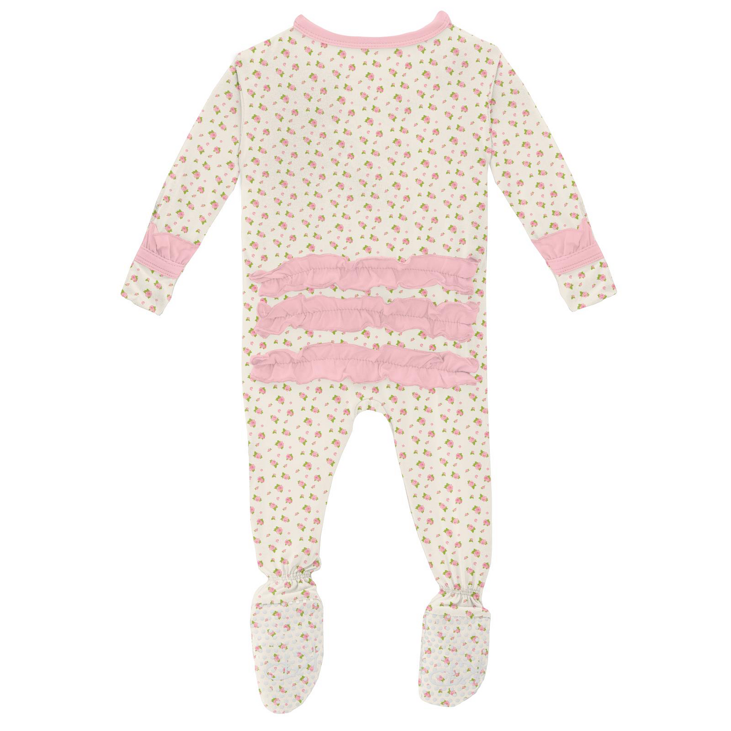 Natural Buds Print Ruffle Footie with Zipper