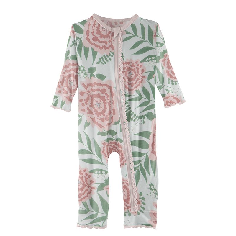 Print Classic Ruffle Coverall with Zipper - Fresh Air Florist - SPR3