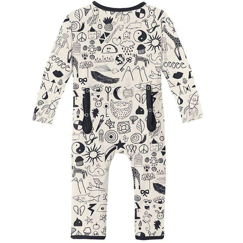 Print Coverall with Zipper - Doodles