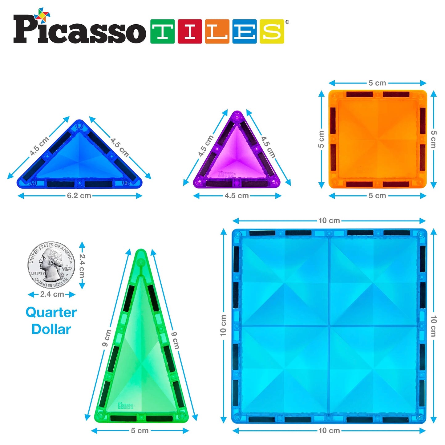 PicassoTiles 80pc Mini Diamond Magnetic Tileset